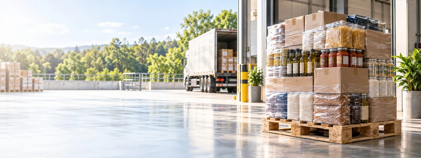 Pallet de produtos em operação logística